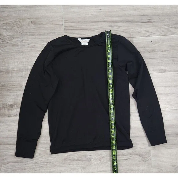 Natural Reflections Black Long Sleeve Top Womens L Stretch Basic Crew Neck - Picture 5 of 7